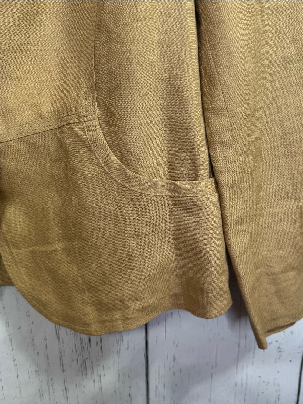 DKNY 100% Linen Tan Blazer Jacket Size 8 Office Career Quiet Luxury Coastal - Picture 6 of 14